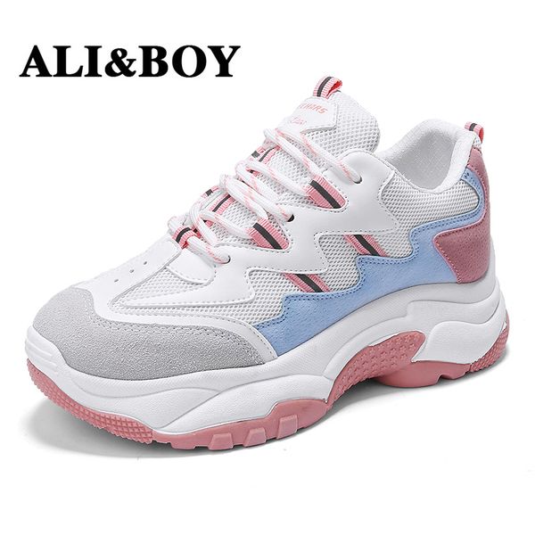 

aliboy white women running shoes tennis brand retro platform sneaker lady autumn footwear black breathable sneakers for women