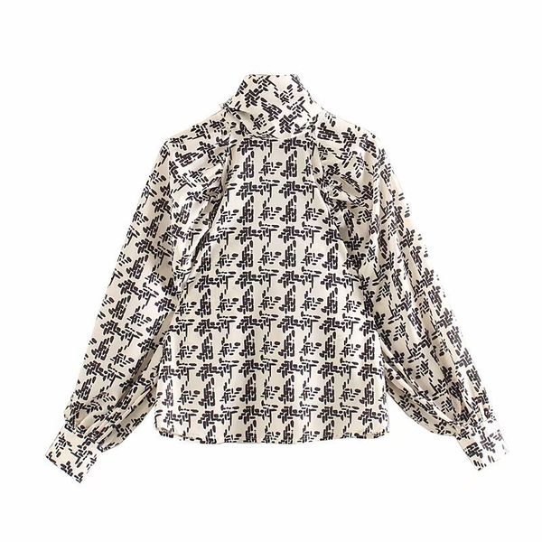 

new turtleneck choker print neck women blouse shirt autumn ladies lantern sleeve loose stylish female office shirt, White