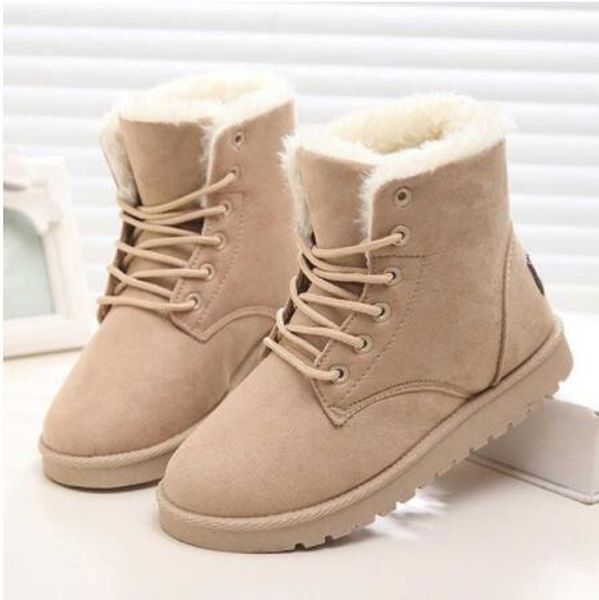 

women boots winter warm snow boots women faux suede ankle for female winter shoes botas mujer plush shoes, Black