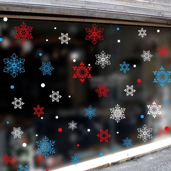 

new christmas snowflake removable diy cartoon happy new year wall stickers for shop window glass cabinet