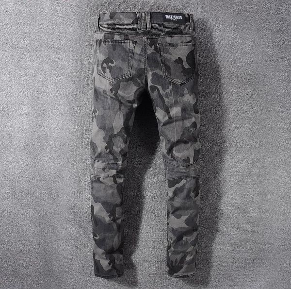 

balma tide brand trousers luxury designer jeans mens jeans boutique fashion camouflage pants motorcycle cycling jeans selling, Blue