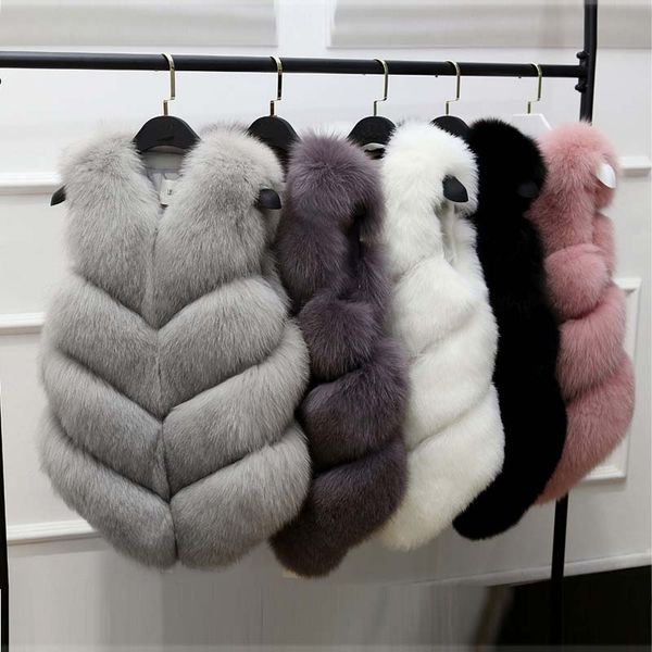 

2018 new fashion faux fur coat winter coat women waist fur gilet women's jacket vest for ladies, Black