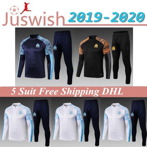 

survetement marseille tracksuit mens 2020 maillot om soccer training suit 19 20 long sleeve kit, Black;red