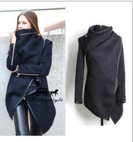 

приталенный нерегулярные темперамент шерстяное пальто ветровка куртка, Tan;black