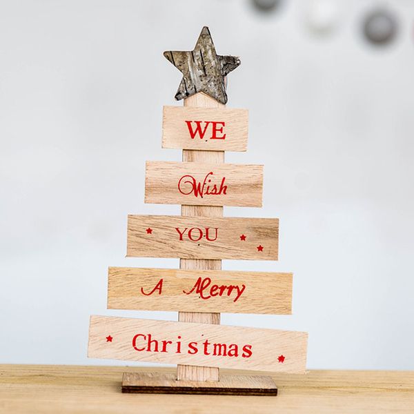 

25#snowflake star creative wooden mini christmas tree decoration for home ornaments drops deskdecoration merry christmas