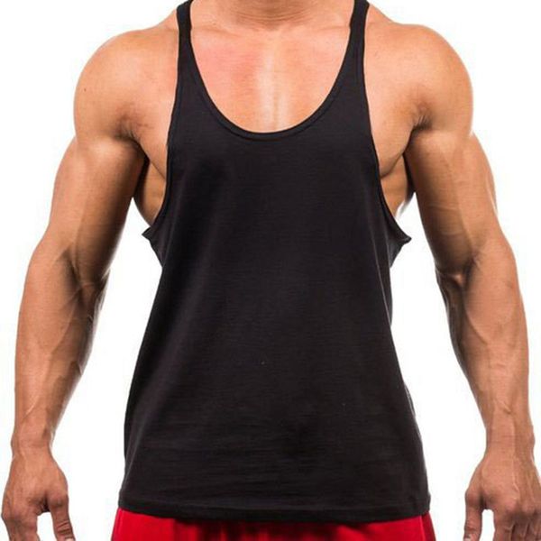 

men's running vest tank t shirts men sleeveless shirt gym shirt fitness sport wear bodybuilding race back cotton clothing, Black;blue