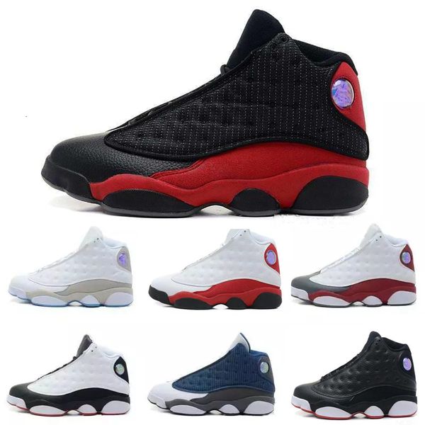 

new men's basketball shoes bred black brown white hologram flints grey sports sneakers shoes 13 13s size 5.5-13