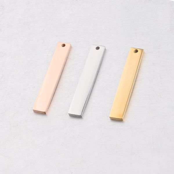 

35x6mm stainless steel rectangle blank bar pendant for engrave silver/gold/rose gold metal plates tag mirror polished 50pcs, Bronze;silver