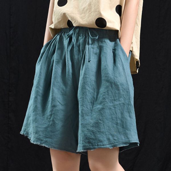 

summer shorts women retro large size loose casual shorts 2020 new ladies elastic waist pocket bowtie vintage mori girl, White;black