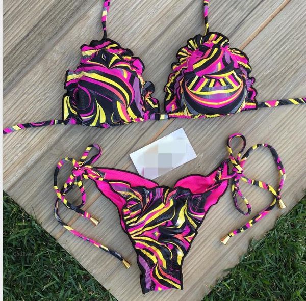 

new bikini-banded women's printed split swimsuit