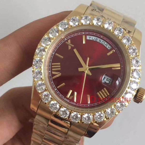 

luxury mens watches gold stainless steel diamond iced out geneva 2183 automatic quaity fashion watch reloj wristwatches montre de luxe, Slivery;brown