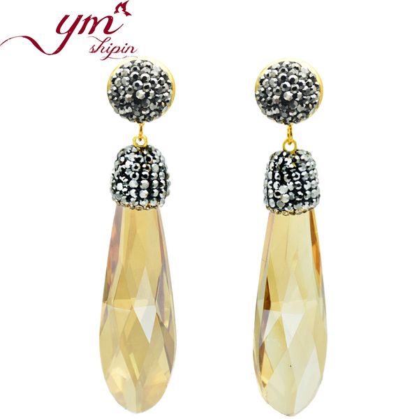 

long earrings for women handmade vintage transparent gem stone setting water drop earring fashion wedding part jewelry eh0105, Silver