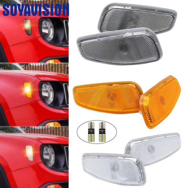 

pair smoked lens amber led lights side marker turn signal lamps update kit for renegade 2015 2016 2017 side warning lights