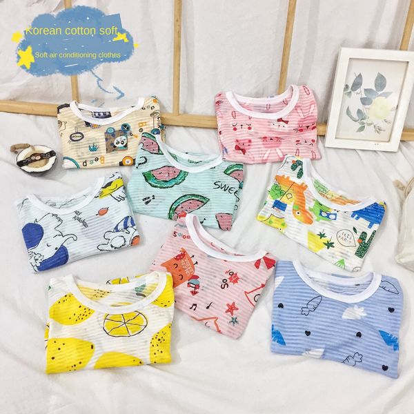 

tk1nz children's home set cotton cartoon thin style home clothes for children and girls parent-child air-conditioned air conditioning p, Blue;red