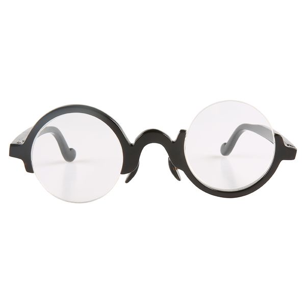 

odd asymmetrical half round semicircle arc horn frame semi-rim glasses reading eyeglasses optical spectacles sunglasses, Black