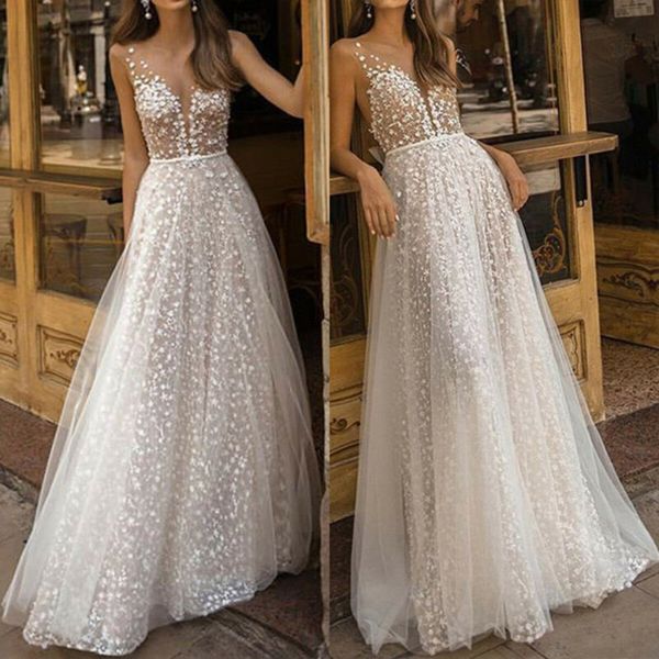 

womens deep v neck dress gown sleeveless prom mesh printed layered party dress, White;black