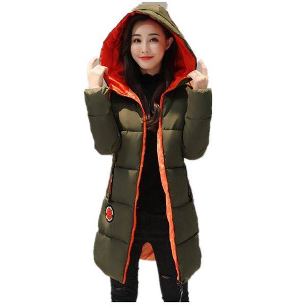 

2019 winter jacket women thick long women parkas hooded female outwear slim warm coat down cotton padded snow wear k037, Black