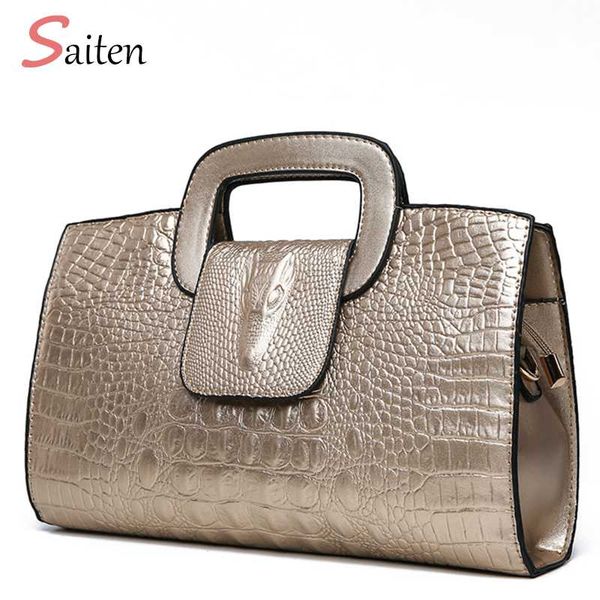 

2018 handbag women bags pu leather bags girl fashion alligator pattern shoulder bag black handbags