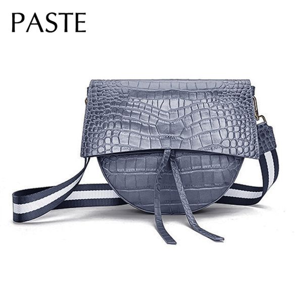 

paste alligator pattern cowhide women's shoulder bag real genuine leather saddle bag ladies daily messenger crossbody bags