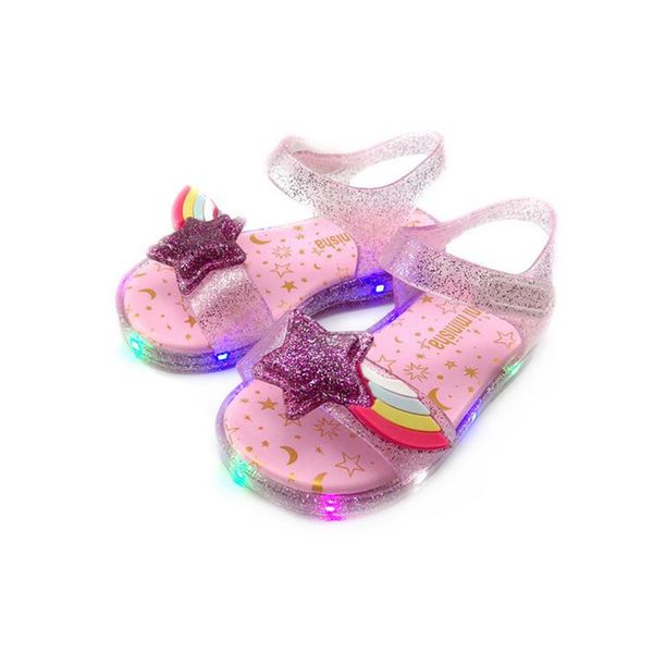 

mini melissa 2020 original girl jelly sandals led kids sandals children beach shoes non-slip melissa toddler shoes y200623, Black;red