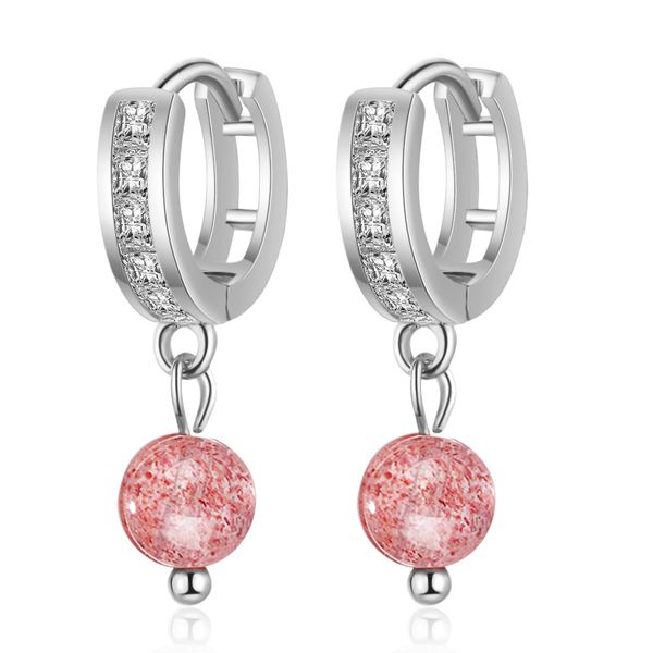 

925 sterling silver earings rose gold pink crystal earring for women fashion korea jewelry 2019 kolczyki femme