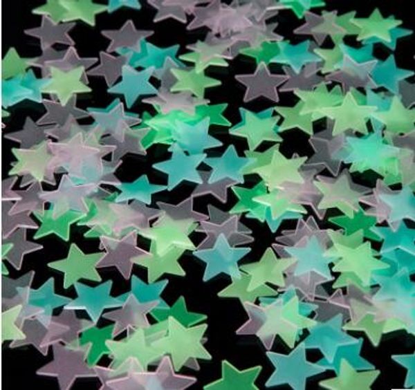 

multicolor 3cm star wall sticker with three-dimensional plastic luminescent fluorescent sticker on the dark sticker of baby room b