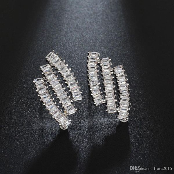 

boucle d'oreille femme micro paved with cubic zirconia bohemia style studs for ladies chritsmas gift, Golden;silver