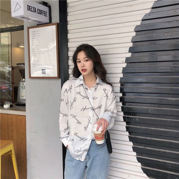 

женские рубашки harajuku ulzzang студент сладкое письмо печатных нагрудные рубашки свободные рубашки леди каваи ins шикарная футболка для же, White