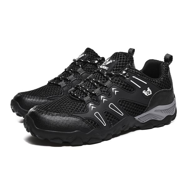 

summer casual shoes men fashion light male sneaker breathable lace-up mesh shoes men classic soft sneaker male big size, Black