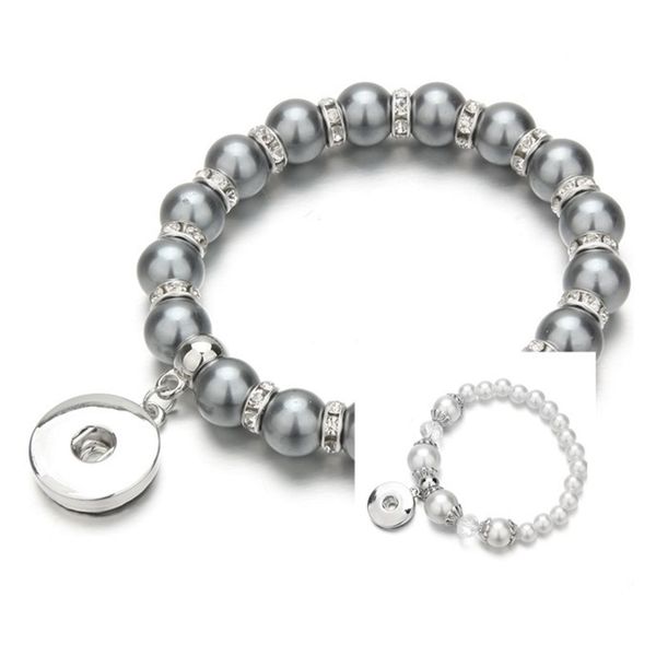 

noosa snap bracelet jewelry imitated pearl beads ginger snap buttons chunk charm bangle fit diy 18mm snaps bracelet, Golden;silver