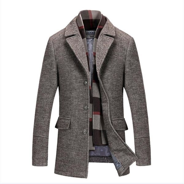 2019 Autumn Winter New Men S Long Wool Coat Business Casual