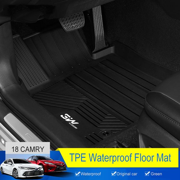 

qhcp car styling rubber tpe car floor mat waterproof foot boot carpets pads wire mat interior accessories for camry 2018
