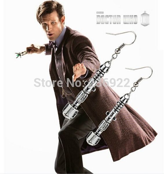 

zrm 20pairs/lot wholesale fashion jewelry vintage charm doctor who 10th doctor sonic screwdriver charmed interpreted earrings, Silver