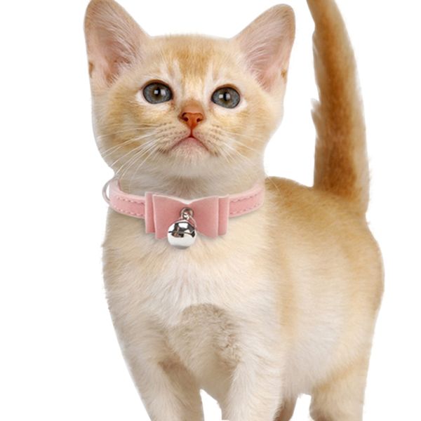 

cat collar kitten bow tie safety elastic bowtie bell pet supplies for small dog cat soft velvet pet products cat collar 6c4