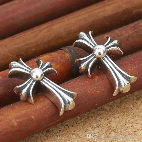 

Brand new 925 sterling silver fashion jewelry American vintage antique silver hand-made designer cross stud earrings for women hot