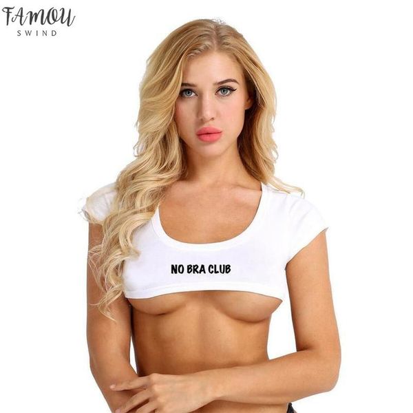 

cut off t shirt women crop woman queen of spades slave slut no bra club honey bunny, White