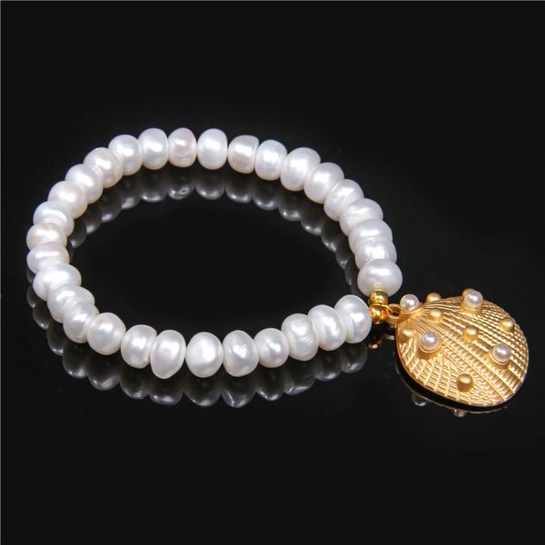 

natural pearl shell charm bracelet & bangle seashell handmade bracelet women jewelry pearl beads white shell bracelets female, Black