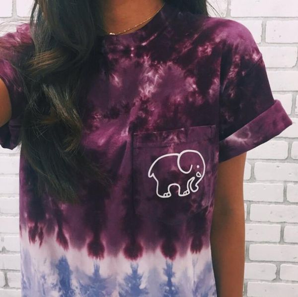 

2 цвета 2019 летняя мода женщины слоновой кости Элла слон печатных Майка женщины с к
