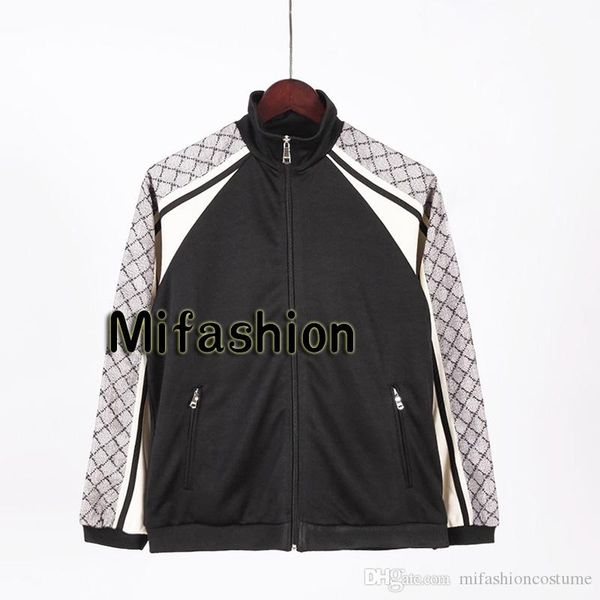 

2019 fashion italy vintage men luxury sport patchwork ribbo side logo sweatshirt casual women zipper hoodies jersey trousers pants tracksuit, Black;brown