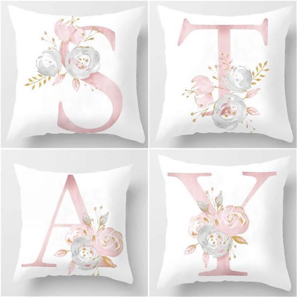 

45x45cm kids room decoration letter pillow english alphabet polyester cushion cover for sofa home decoration flower pillowcase pillow case