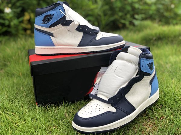 

2019 new release authentic 1 high og unc leather obsidian 1s basketball shoes for man sports sneakers with original box 555088-140