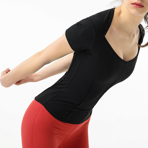 

yoga outfits women's sports wear for women gym t-shirt female workout sport shirt fitness seamless jersey woman, White;red