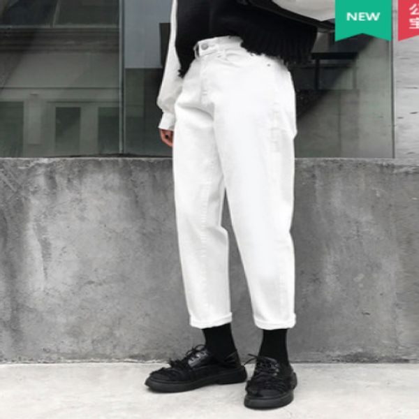 

белые белые джинсы женщины показать tall талии сыпучие nine очки straight харлан широкий legged, Blue