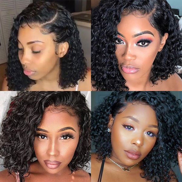 Grosshandel Kurze Brasilianische Wasserwelle Bob Lace Perucke Mit Babyhaar 4 4 Lace Closure Perucke Pre Ruped Bob Lace Front Echthaar Perucke Remy