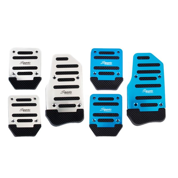 

2 set [6 pieces] stainless steel non-slip manual pedal pad covers [accelerator+clutch+brake] full set for car auto vehicles