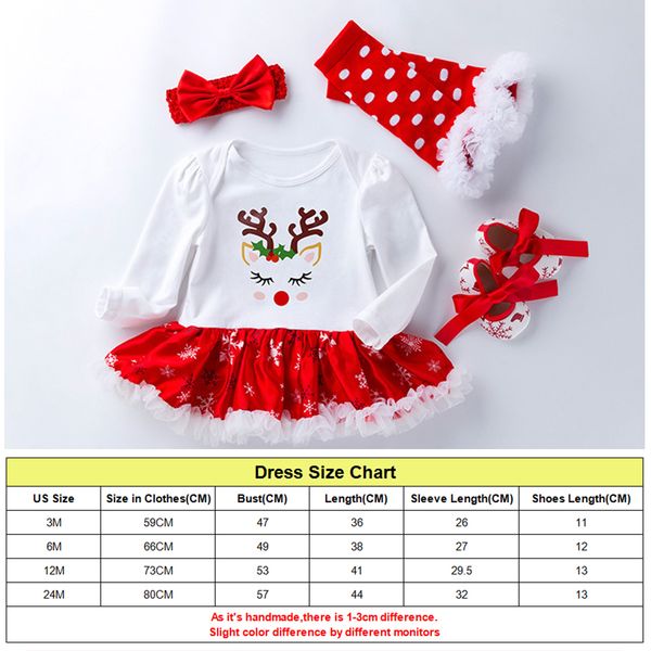 

hylidge 4 шт. / компл. 2019 зима новорожденный платье мой первый ребенок малыш девушка рождественские платья с длинными рукавами хлопок y200, White