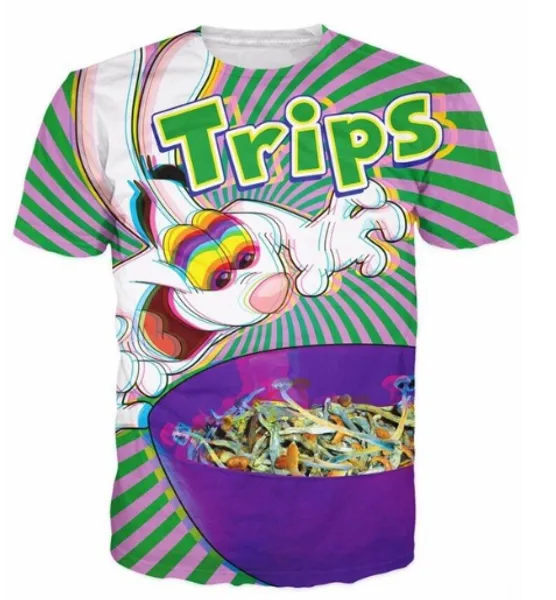 

men/womens trippy vibrant trix rabbit psychedelic 3d print t shirt summer round collar short sleeve casual funny t-shirt u1313, White;black