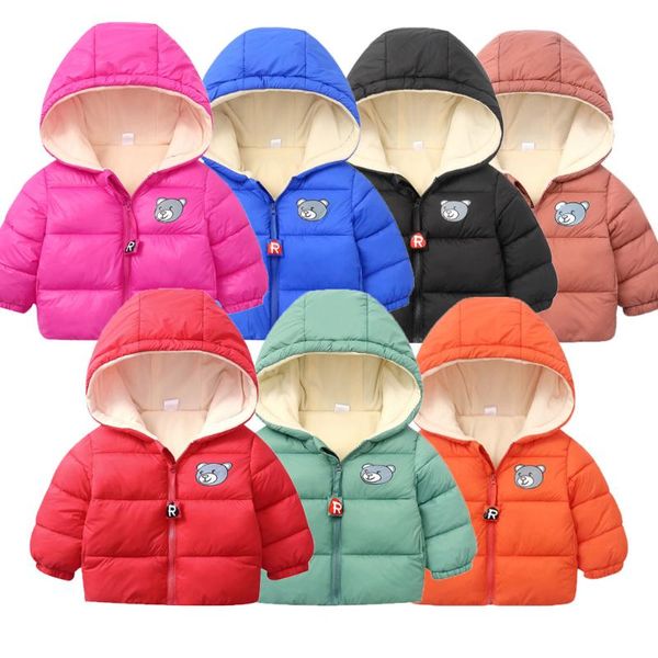 

arloneet children kids boys girl winter coats jacket zip thick bear snow hoodie outwear sizes 2t long children outerwear #30, Blue;gray
