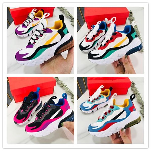 

2019 kids 270s react bauhaus xm shoes boy girls running shoes hyper pink bright violet toddler children sneakers size 28-35 cheap