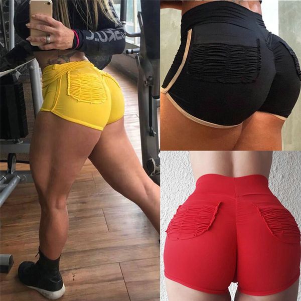 

women shorts high waist solid color shorts sports lady summer casual elasticity, White;black